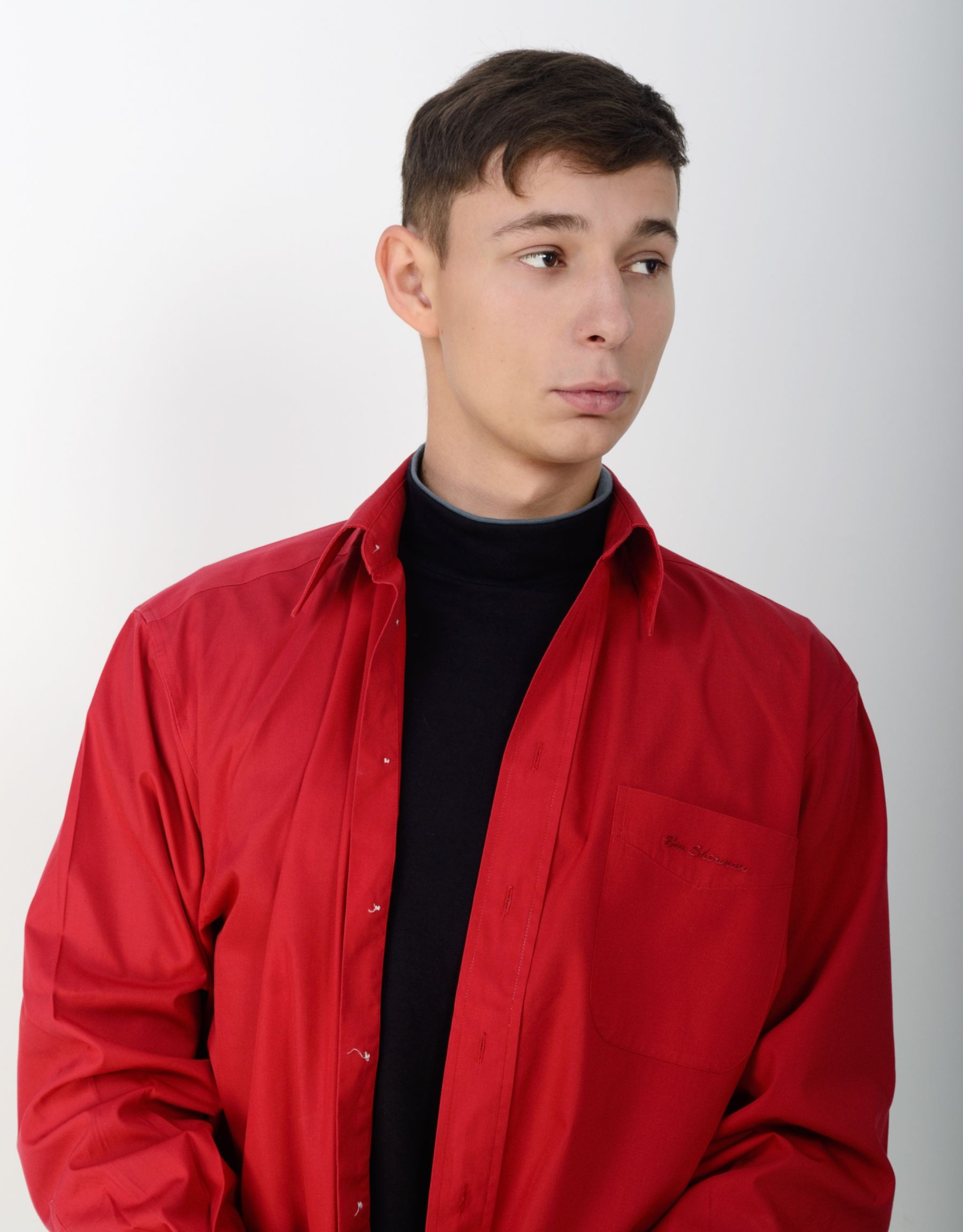 Man wearing a red jacket