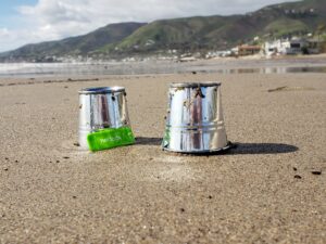 buckets on the beach