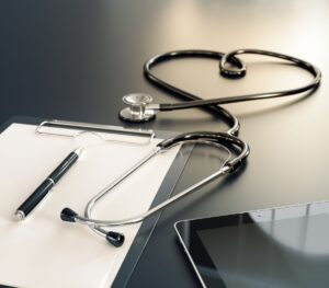 Stetchoscope; pen; and clipboard