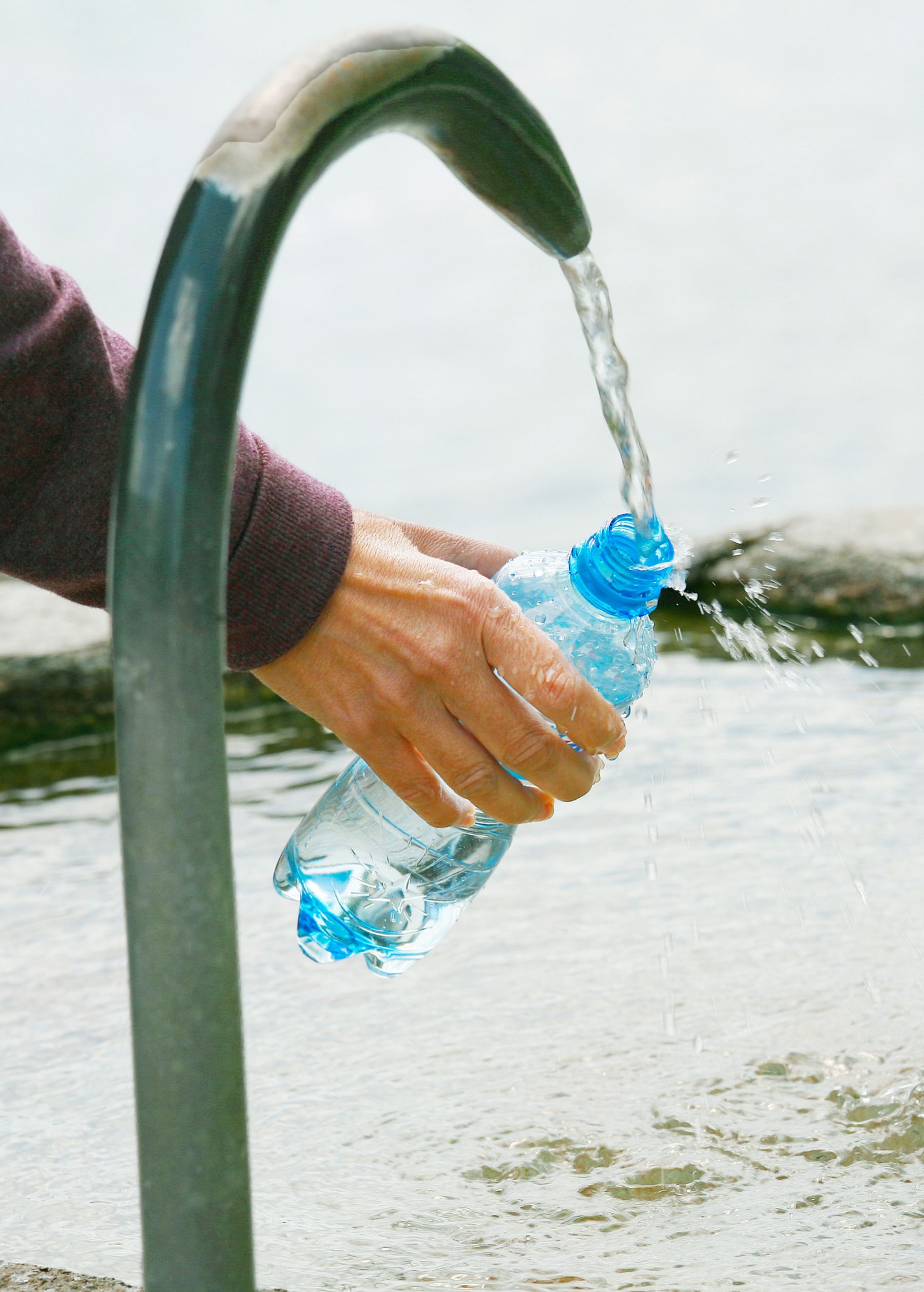 Filling up a water bottle