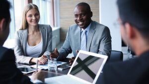 Meeting between executives and employee